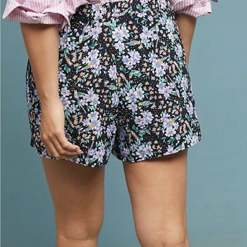 Ottavia by Anthropologie Floral Print Shorts Blue Yellow Black Small